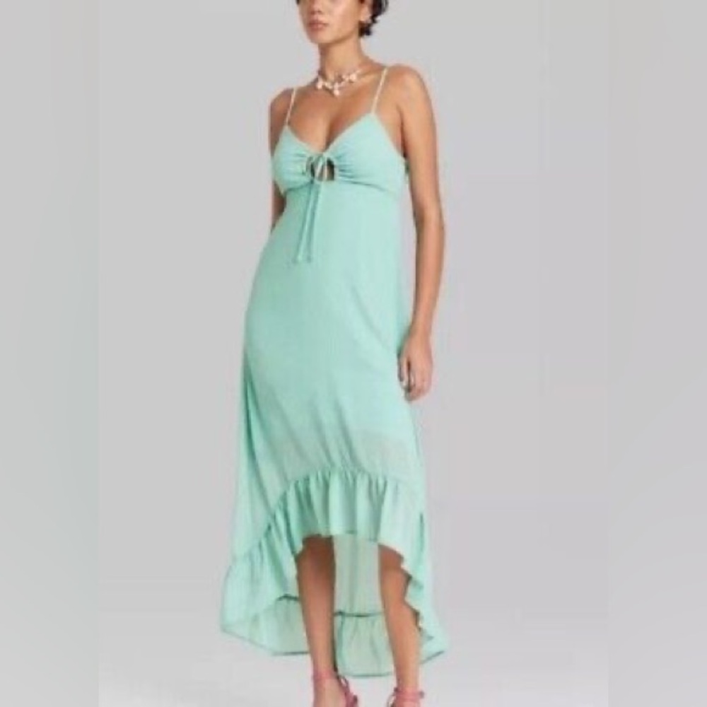 Wild Fable | Sheer Sea Foam A-Symmetrical Dress | Large